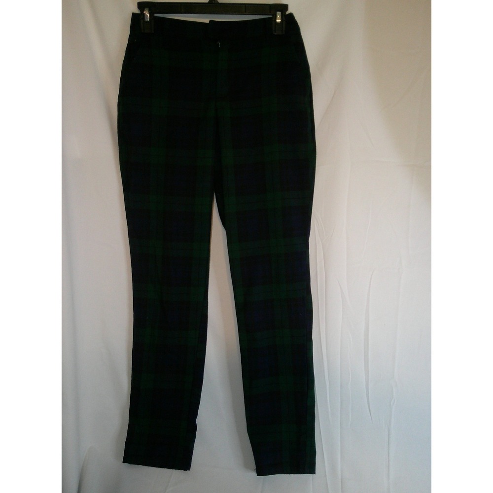 Hot Topic Tartan Plaid Pants Women's Size S Black Green Checkered Trousers Small